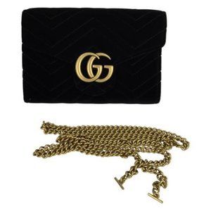 NWT Gucci Women's Black GG Marmont Chain Wallet Crossbody Bag Sz S